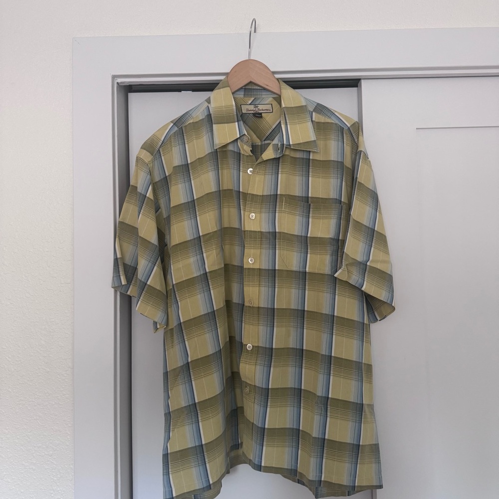 Tommy Bahama Yellow and Blue Plaid Shirt‎
